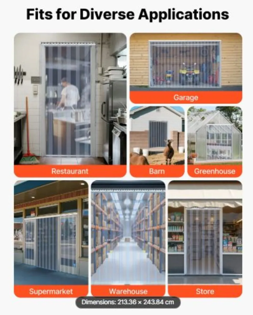 Clear PVC Strip Curtain, 2.4m Height x 2.1m Width - Image 3