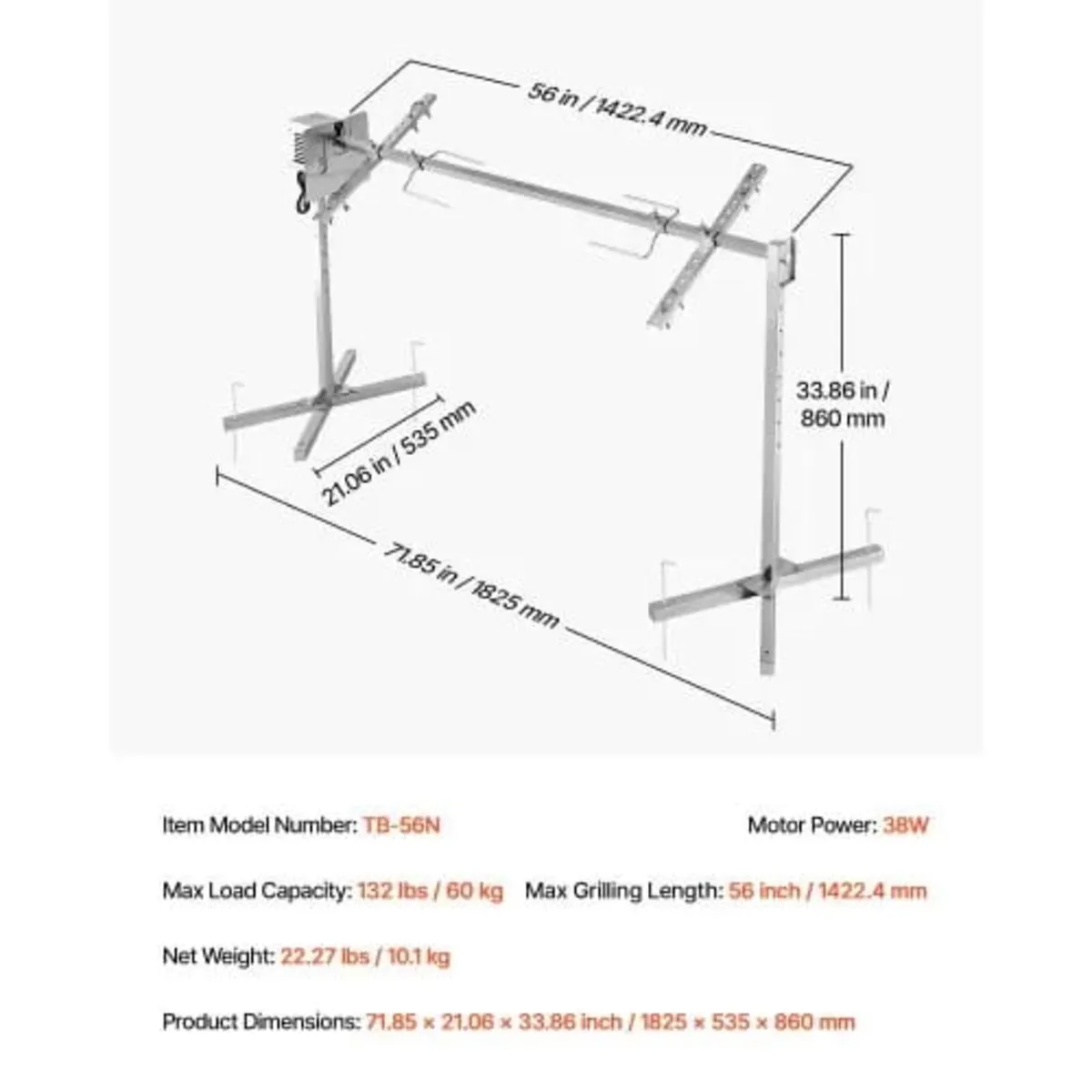 Rotisserie Grill, AC220-240V 8 Level Height Electr - Image 4