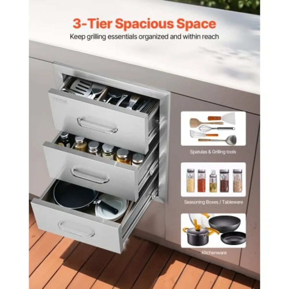 Outdoor Kitchen Drawers 16" W x 21.5" H x 18" D - Image 3