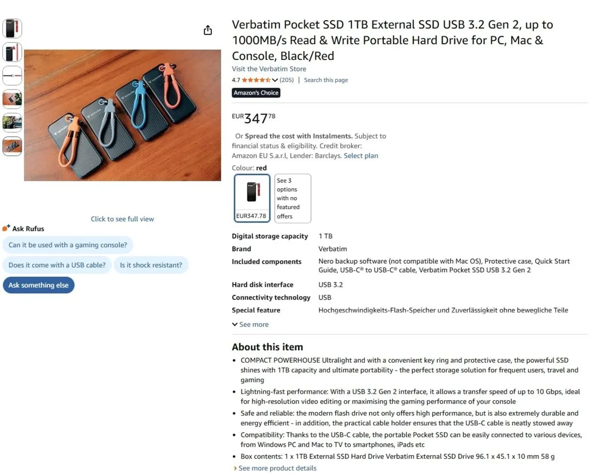 Verbatim Pocket SSD, 1TB, NEW - Image 4