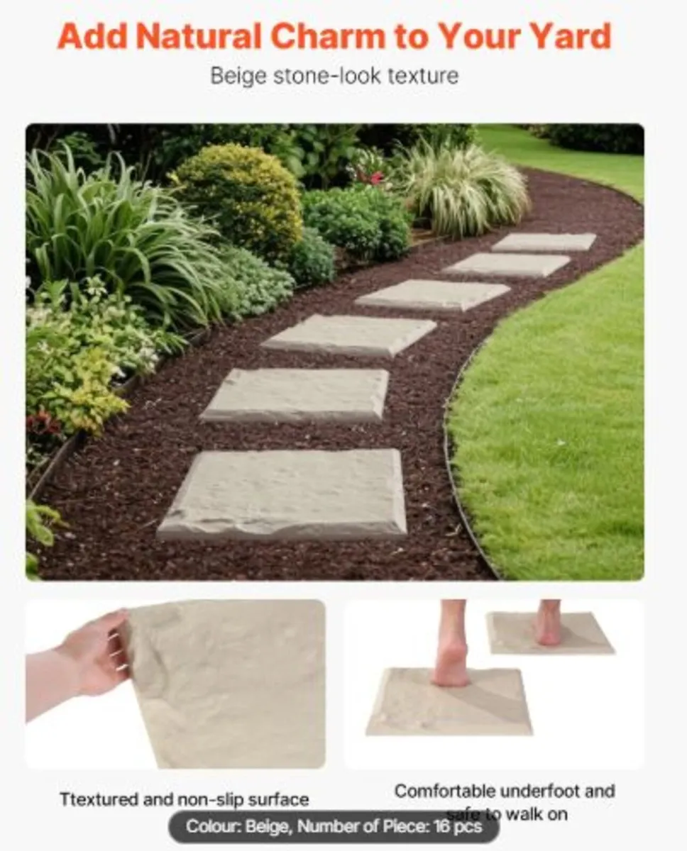 Garden Stepping Stones,16Pcs 39.5x39.5 cm,Decorat - Image 3