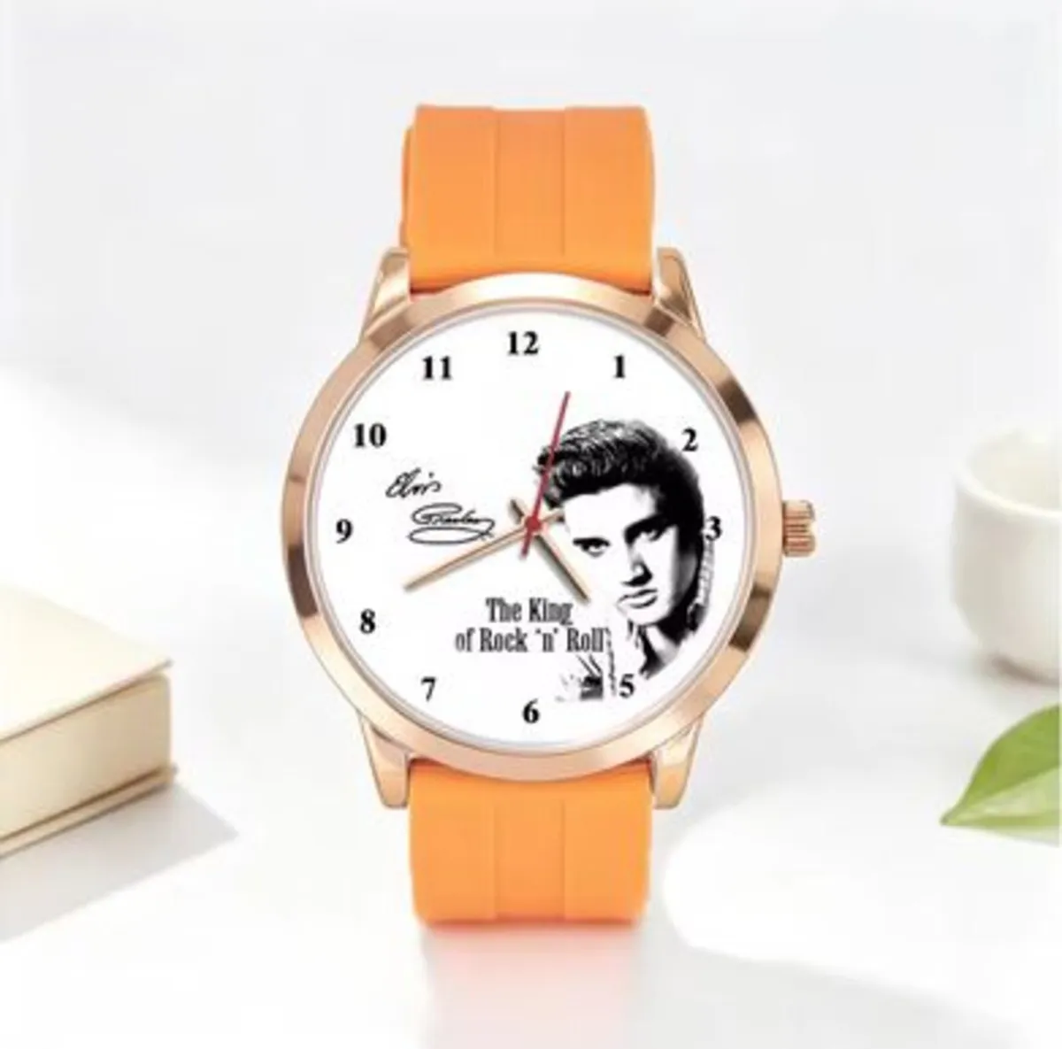 Elvis Presley The King of Rock n Roll orange strap - Image 1