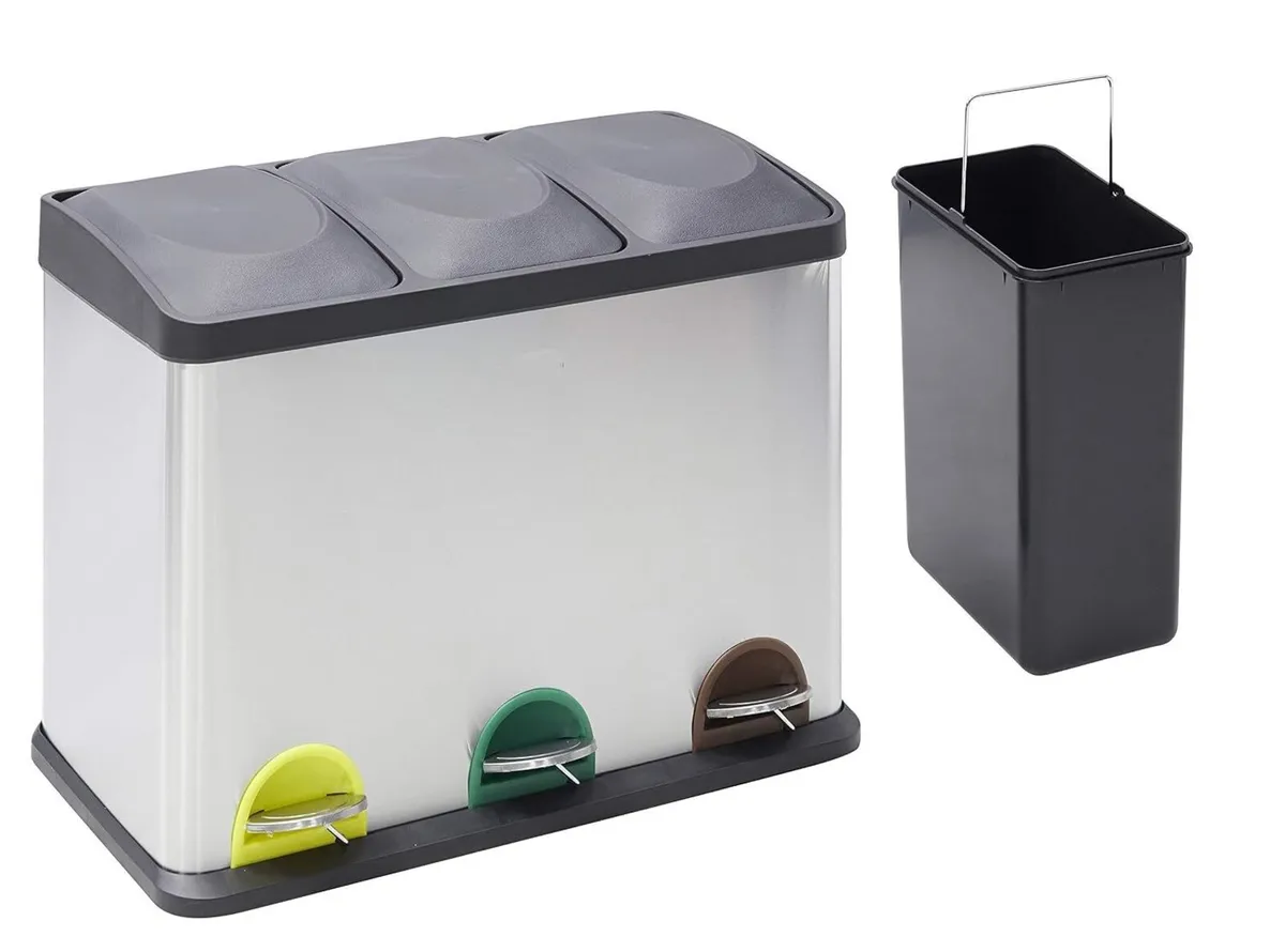 Kitchen Recycling Bin 45L Three Sections - Image 4