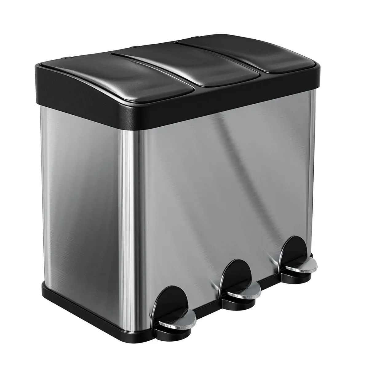 Kitchen Recycling Bin 45L Three Sections - Image 1