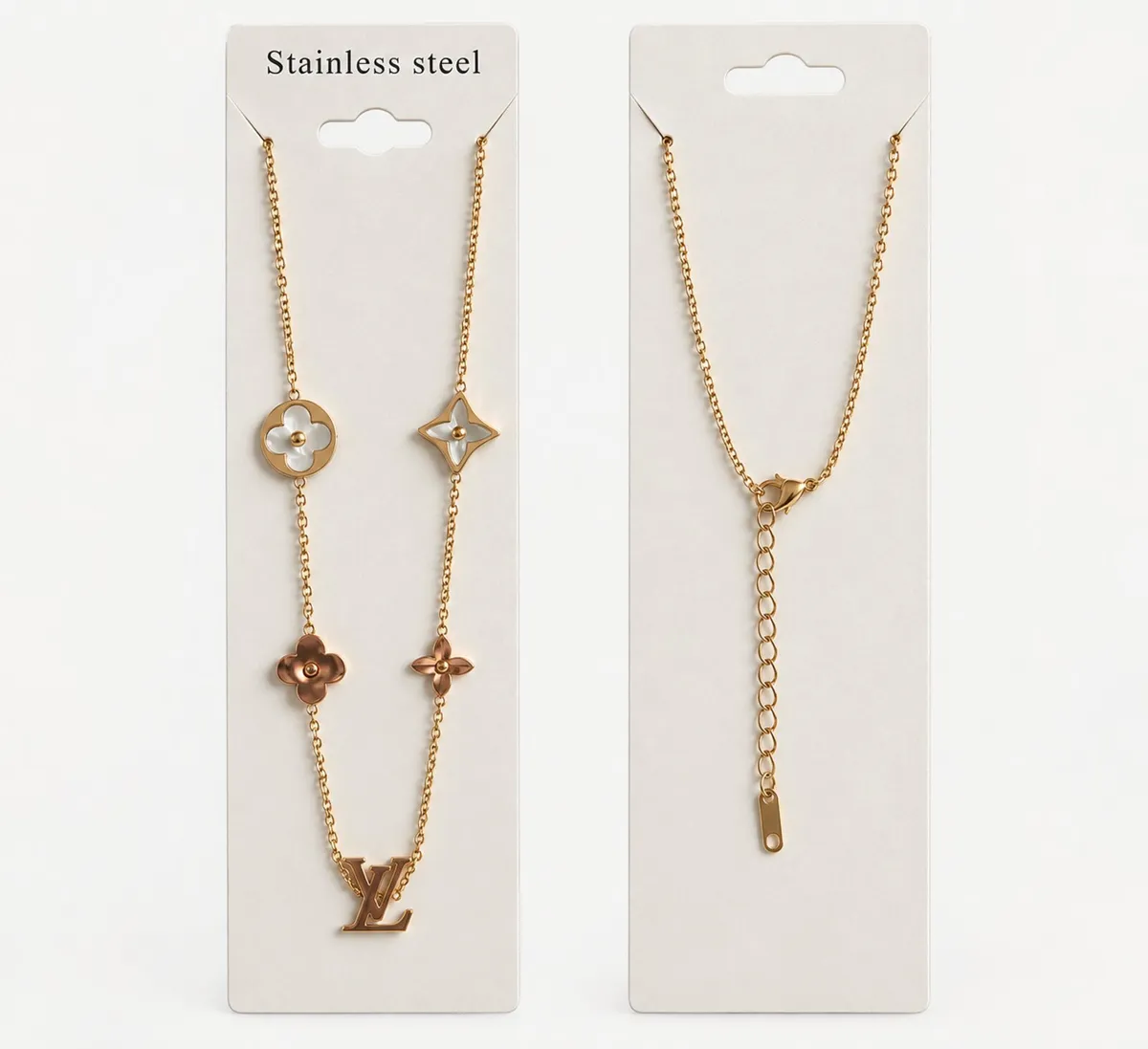 Gold-Tone Stainless Steel Floral Necklace - Image 3
