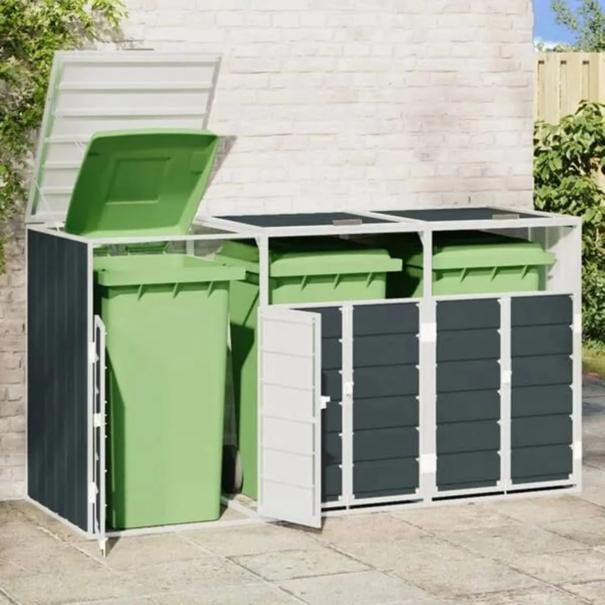 Wheelie Bin Storage for Triple Bins Anthracite 216 - Image 2
