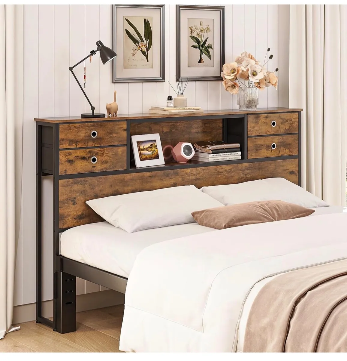 King Size Bed Headboard with Storage, Freestanding - Image 3