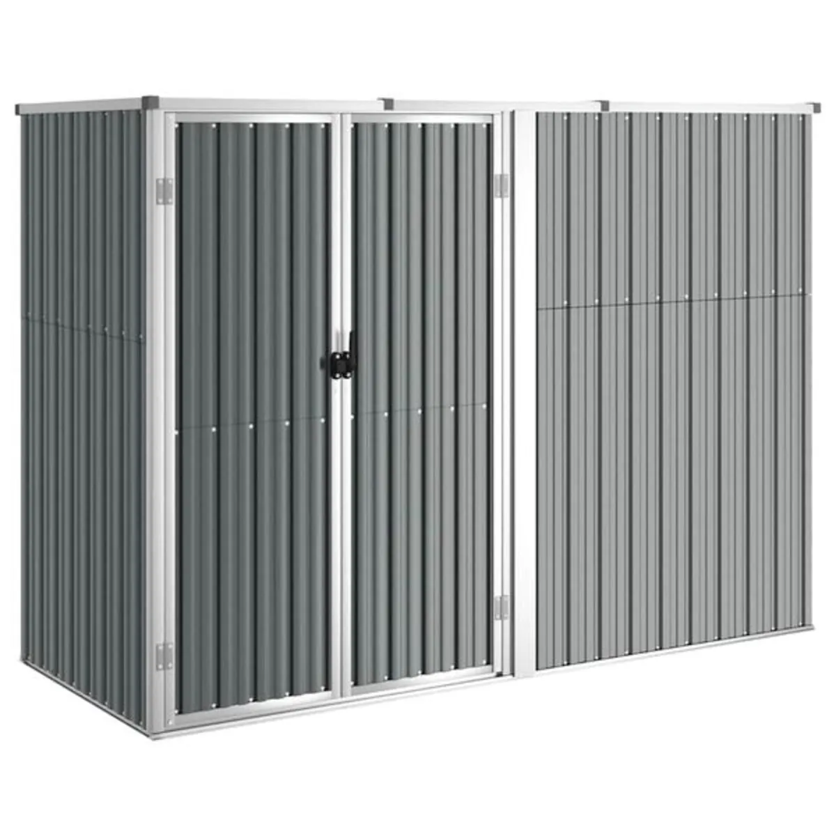 Garden Tool Shed Grey 225x89x161 cm Galvanised Ste - Image 1