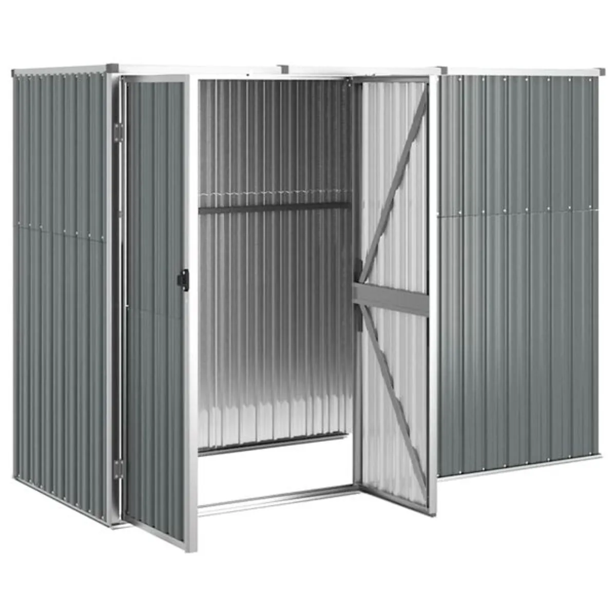 Garden Tool Shed Grey 225x89x161 cm Galvanised Ste - Image 3