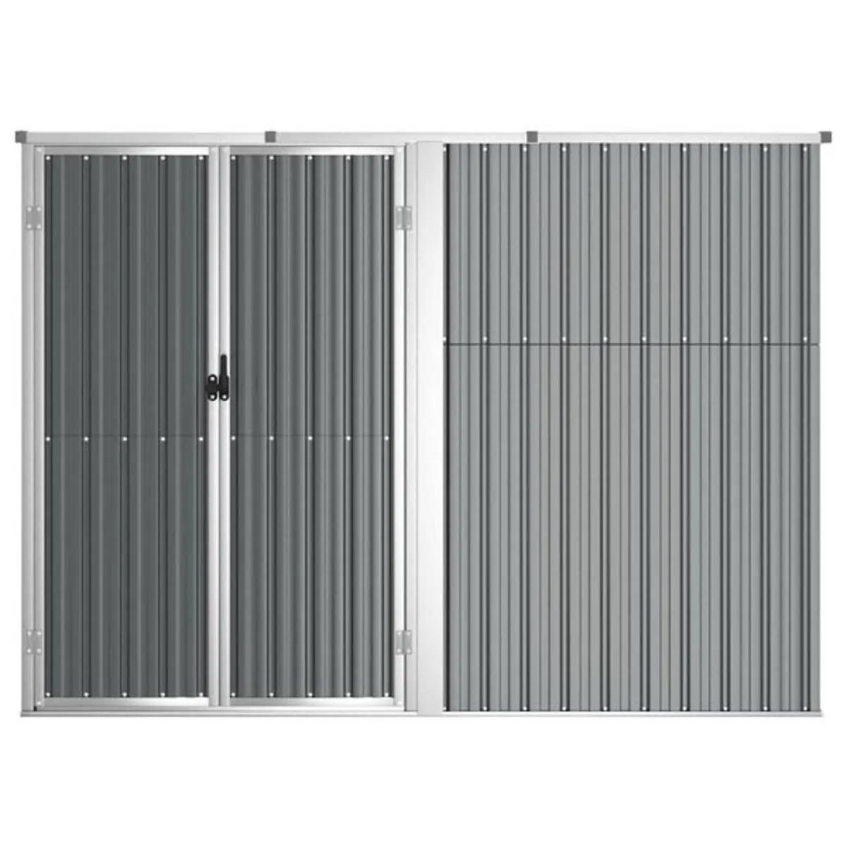 Garden Tool Shed Grey 225x89x161 cm Galvanised Ste - Image 4