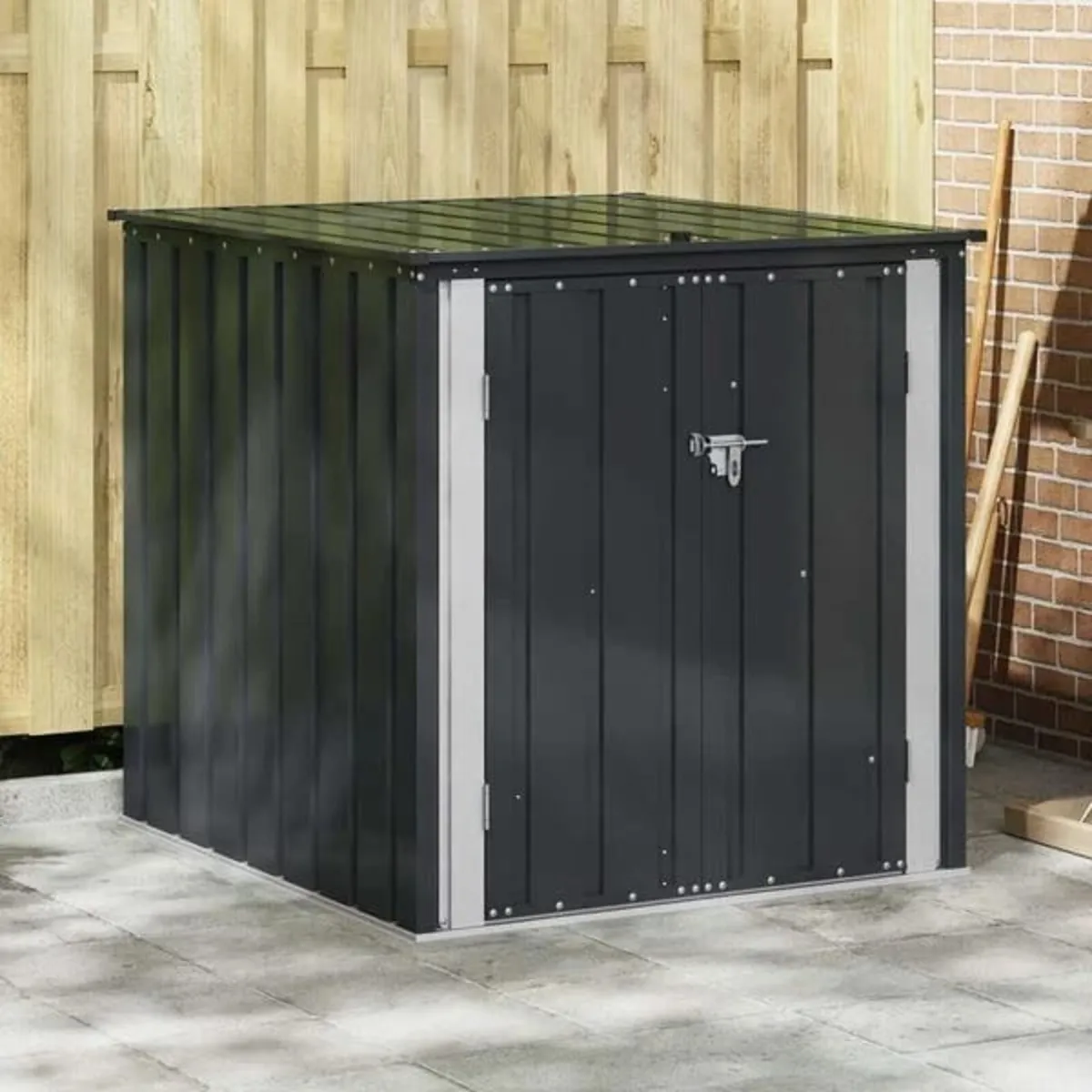 Garden Storage Box Black 101.5 x 107 x 100 cm Stee - Image 3