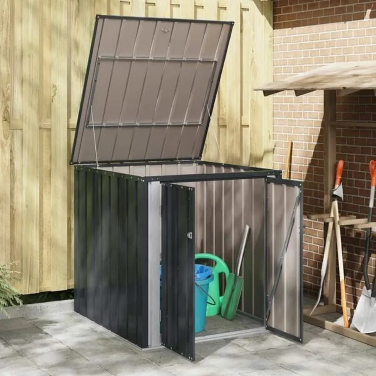 Garden Storage Box Black 101.5 x 107 x 100 cm Stee - Image 2