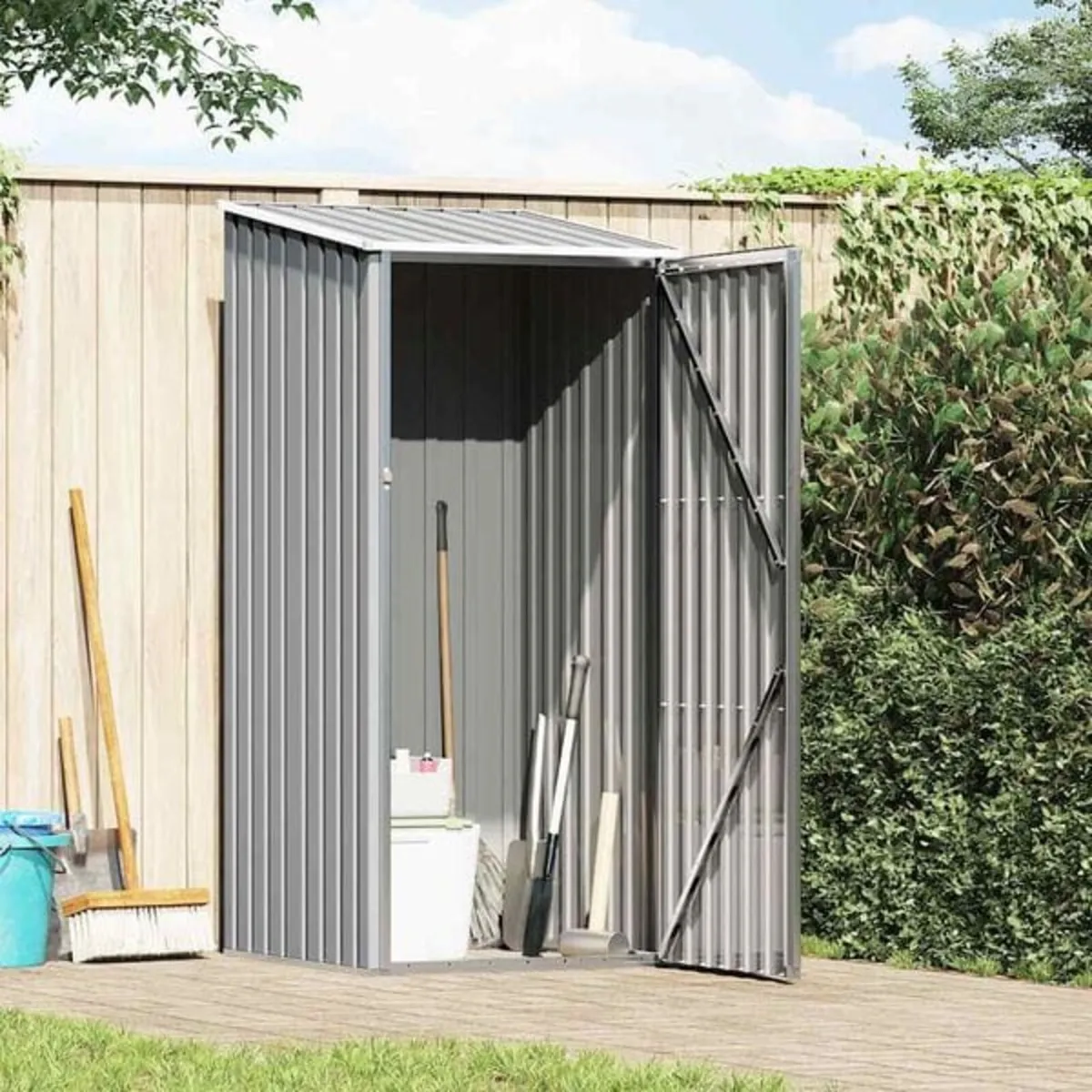 Garden Shed Grey 87x98x159 cm Galvanised Steel

De - Image 2