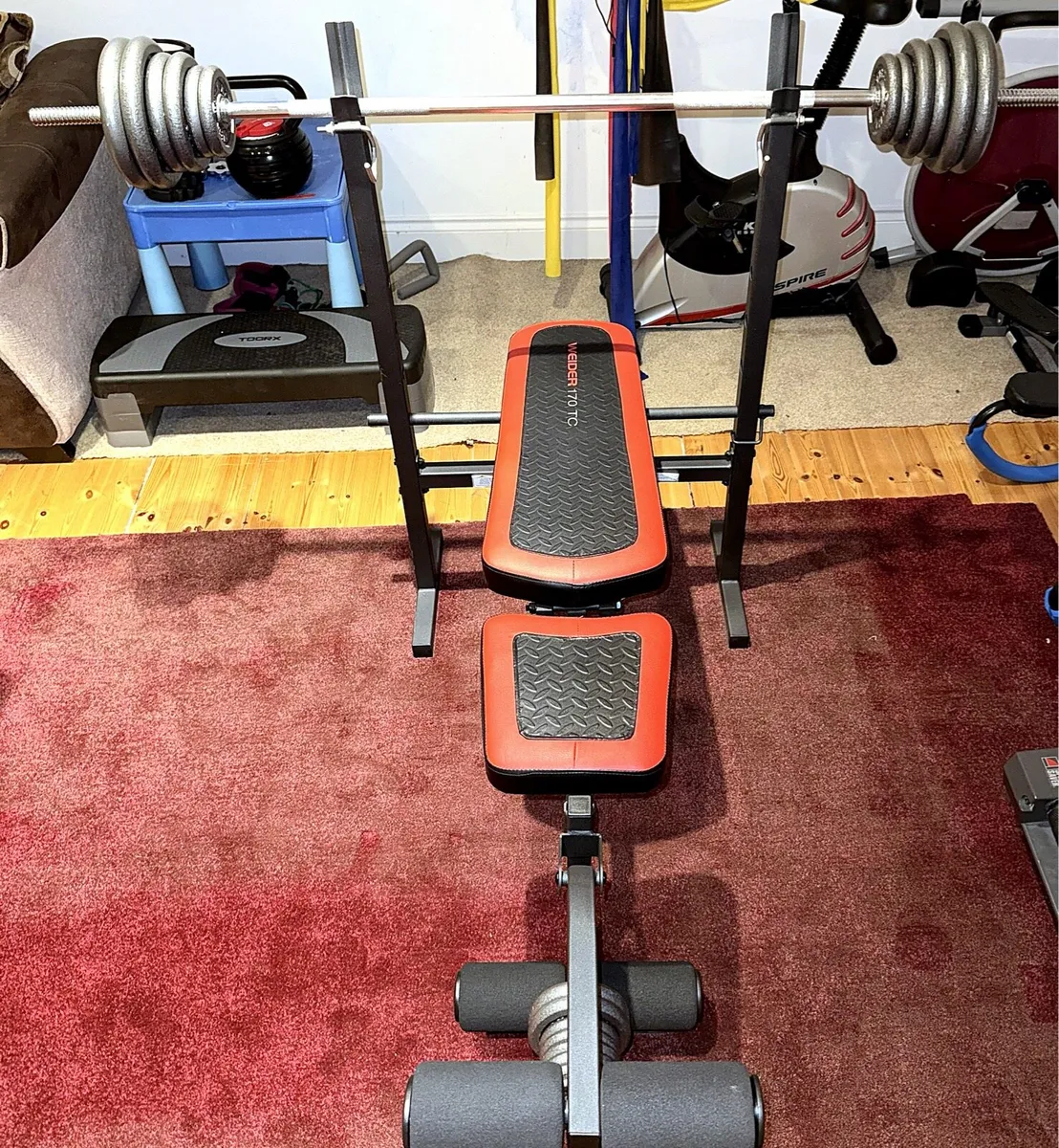 Weight Bench W/Leg Developer & Barbells 40kg - Image 1