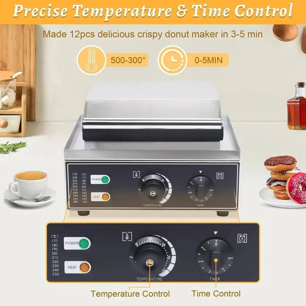 Donut Waffle 12 Hole Commercial Electric Maker - Image 3