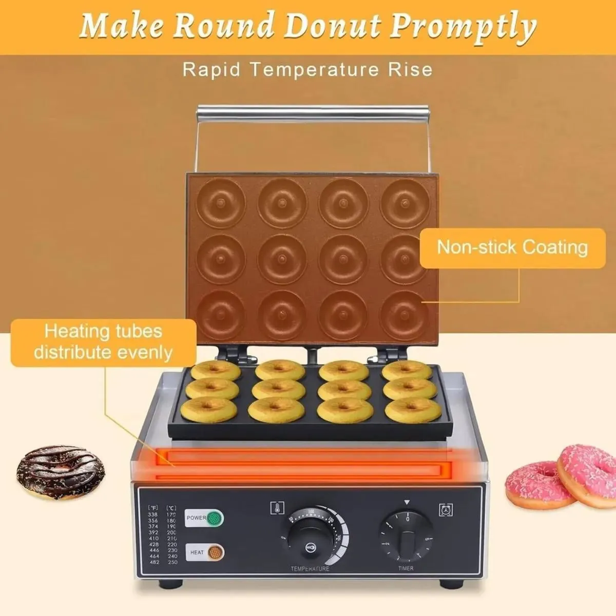 Donut Waffle Maker 12 Hole Electric Machine - Image 1