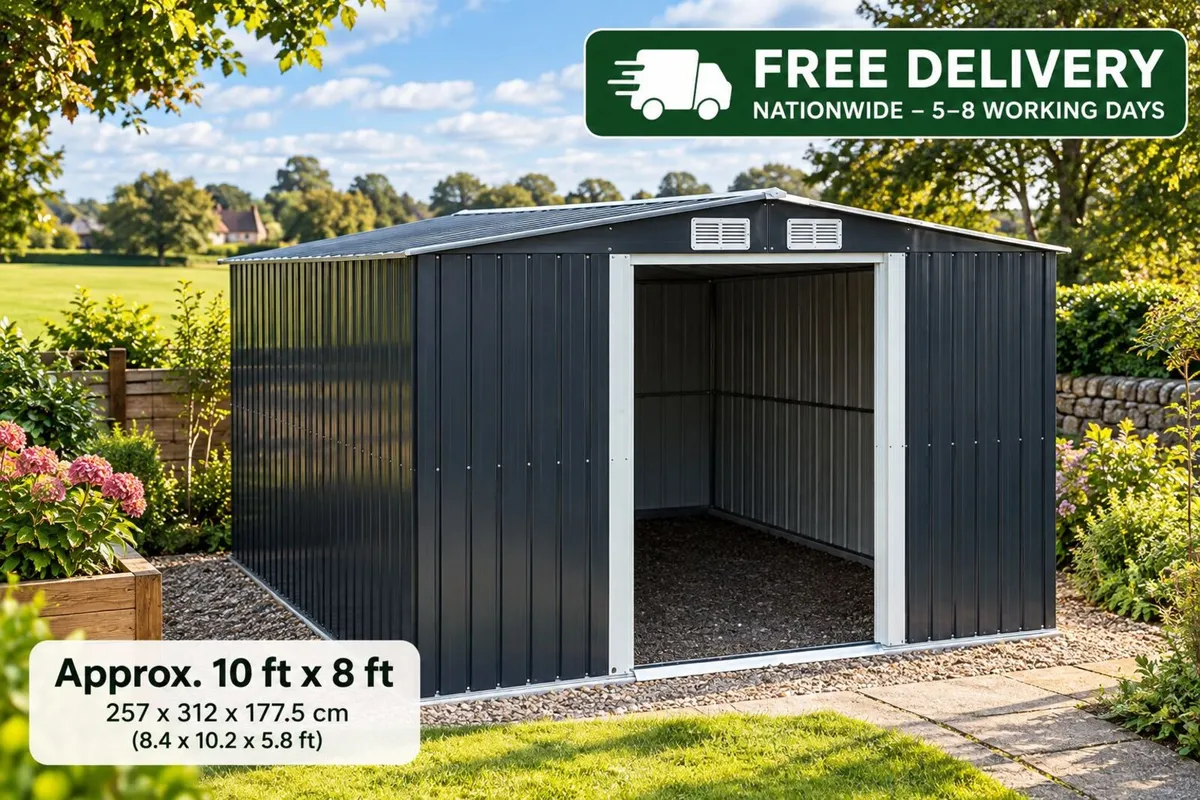 10ft x 8ft Metal Garden Shed - Image 1
