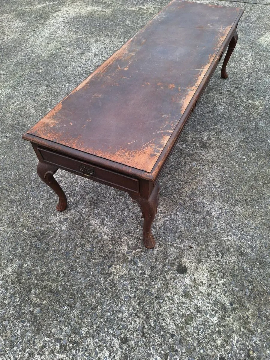 Antique wooden coffee table in need of restoration - Image 1