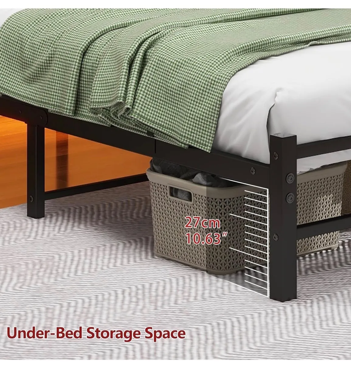Double Bed Frame with Charging Station,LED Headboa - Image 4