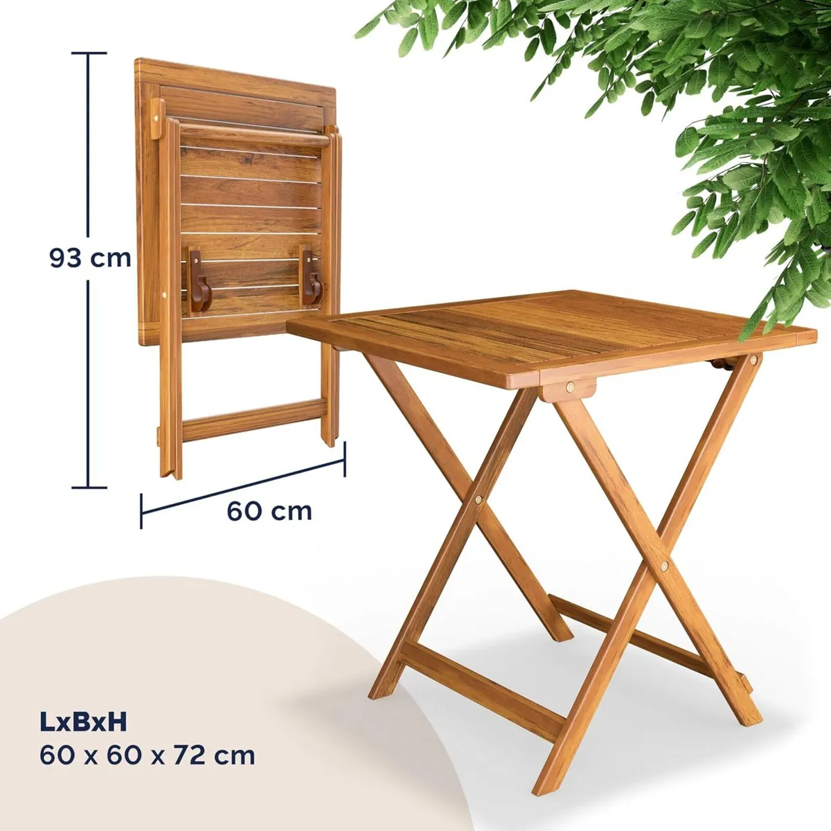 3 Piece Folding Garden Furniture Set Acacia Wood - Image 2