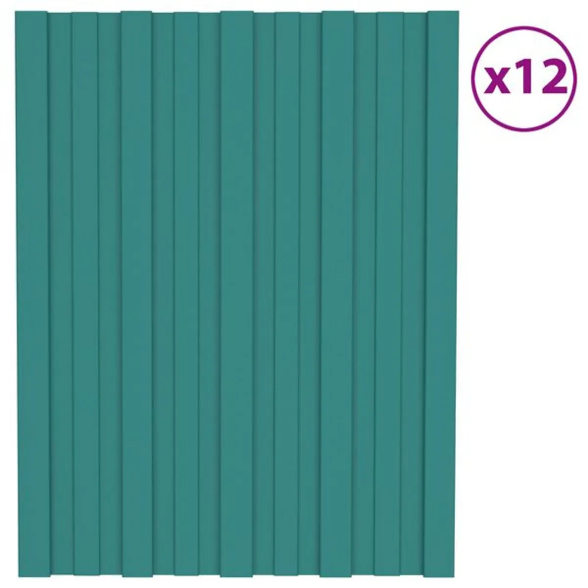 Roof Panel 12 pcs Green 60 x 45 cm Galvanised stee - Image 2