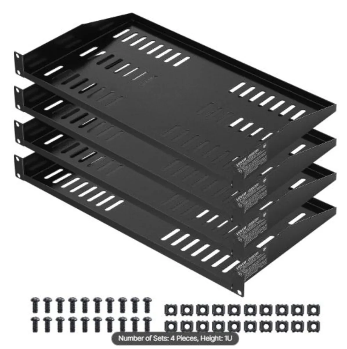 1U Server Rack Shelf, 4 PCS, 22.68 kg Max Load - Image 1