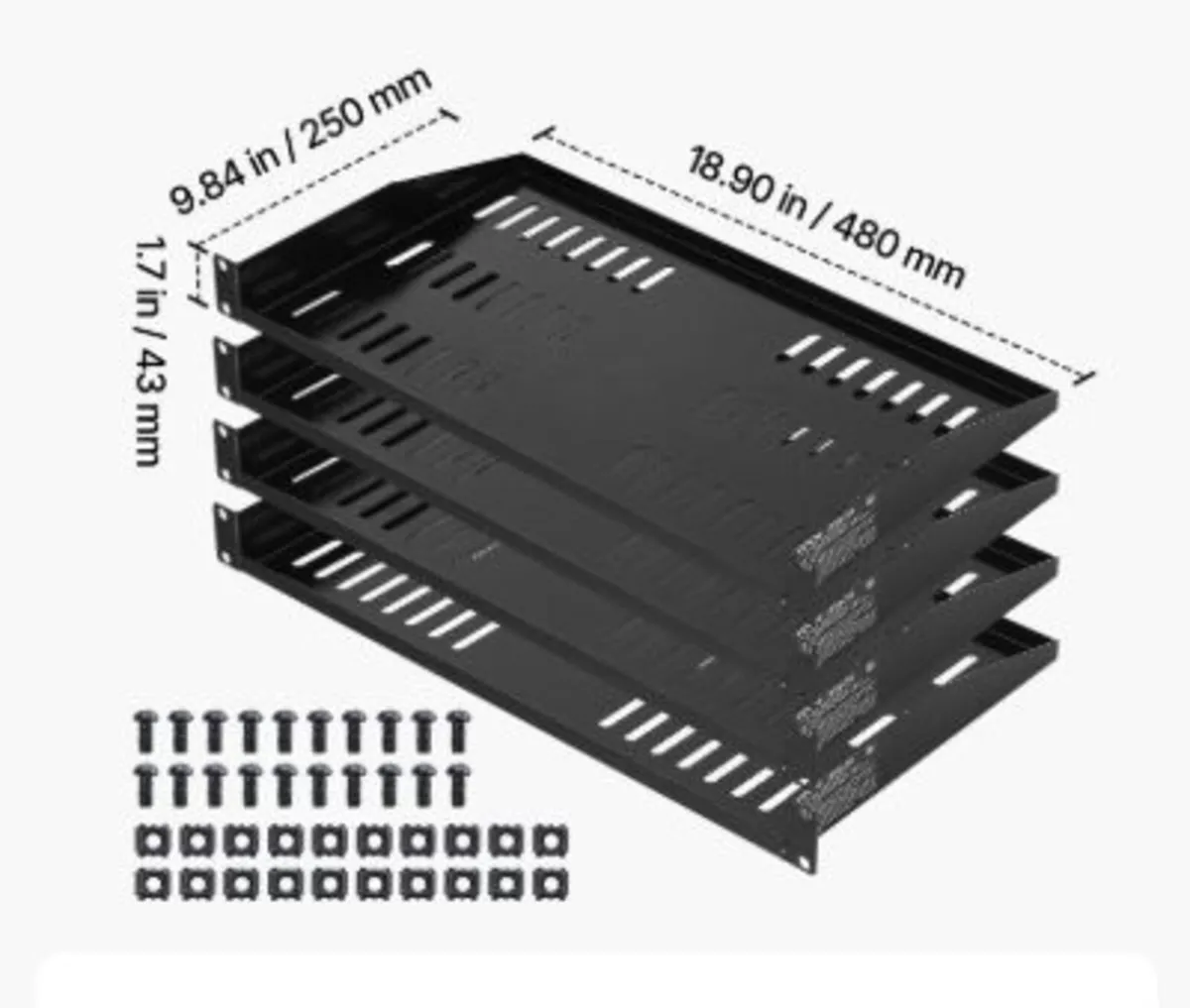 1U Server Rack Shelf, 4 PCS, 22.68 kg Max Load - Image 4