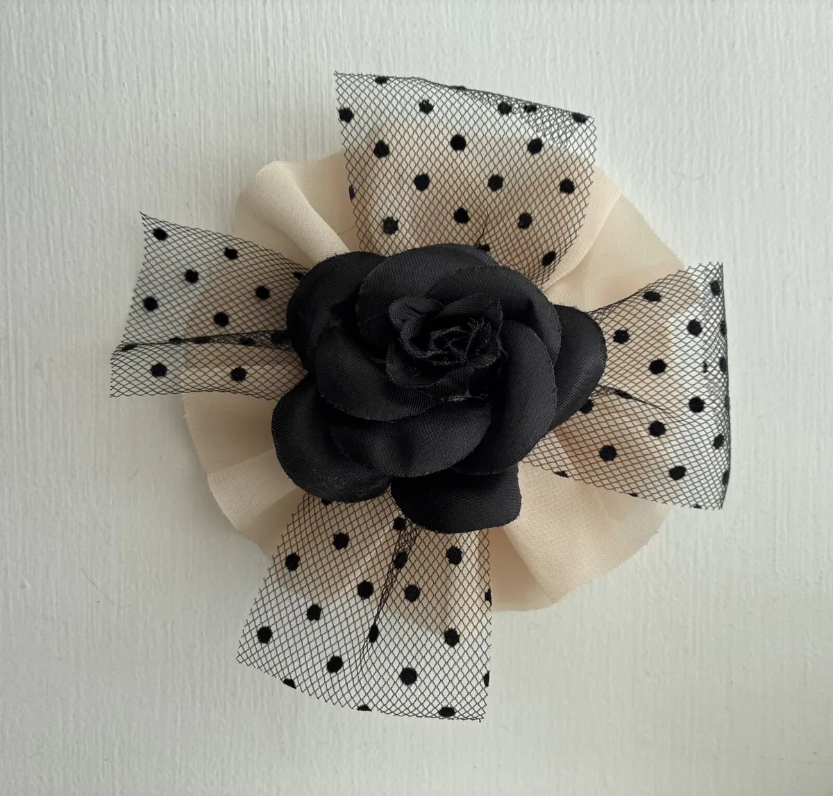 Vintage-inspired black rose brooch