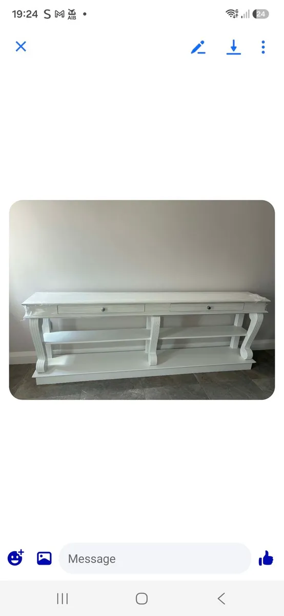 2 hand crafted console tables - Image 1