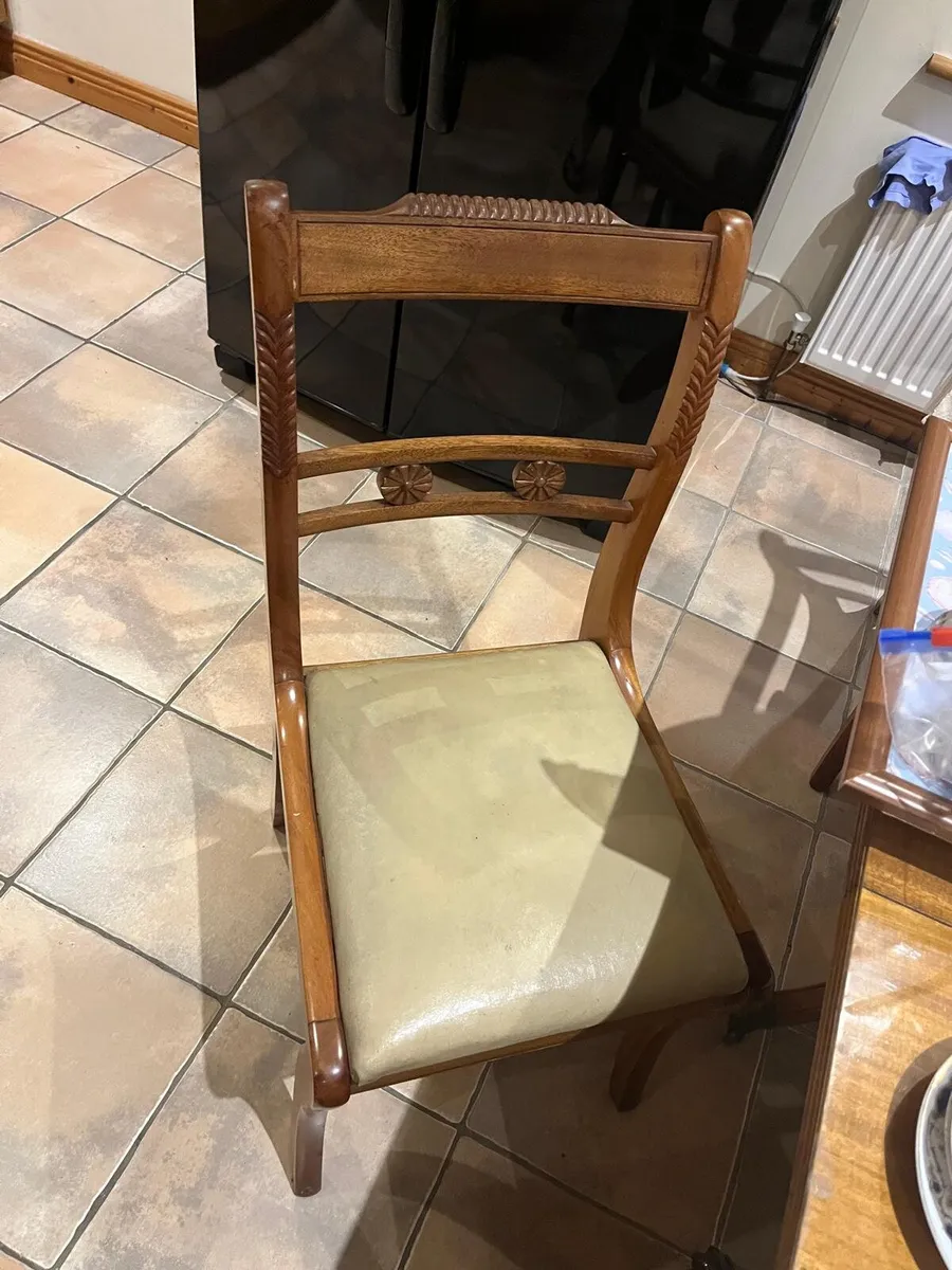 🌿 SOLID ROSEWOOD DINING TABLE & 6 CREAM LEATHER C - Image 3