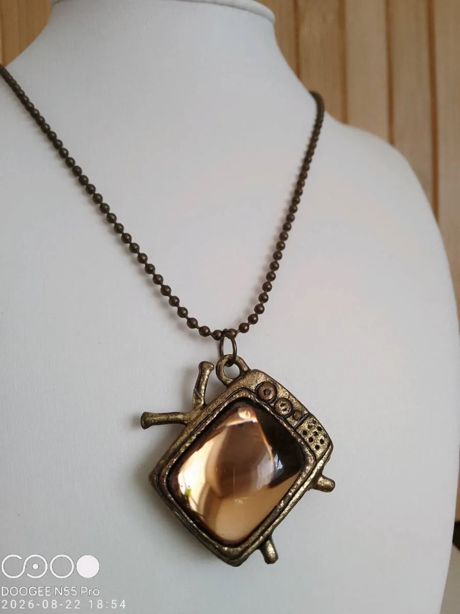 Vintage Bronze  Retro TV Women's Necklace - Image 2