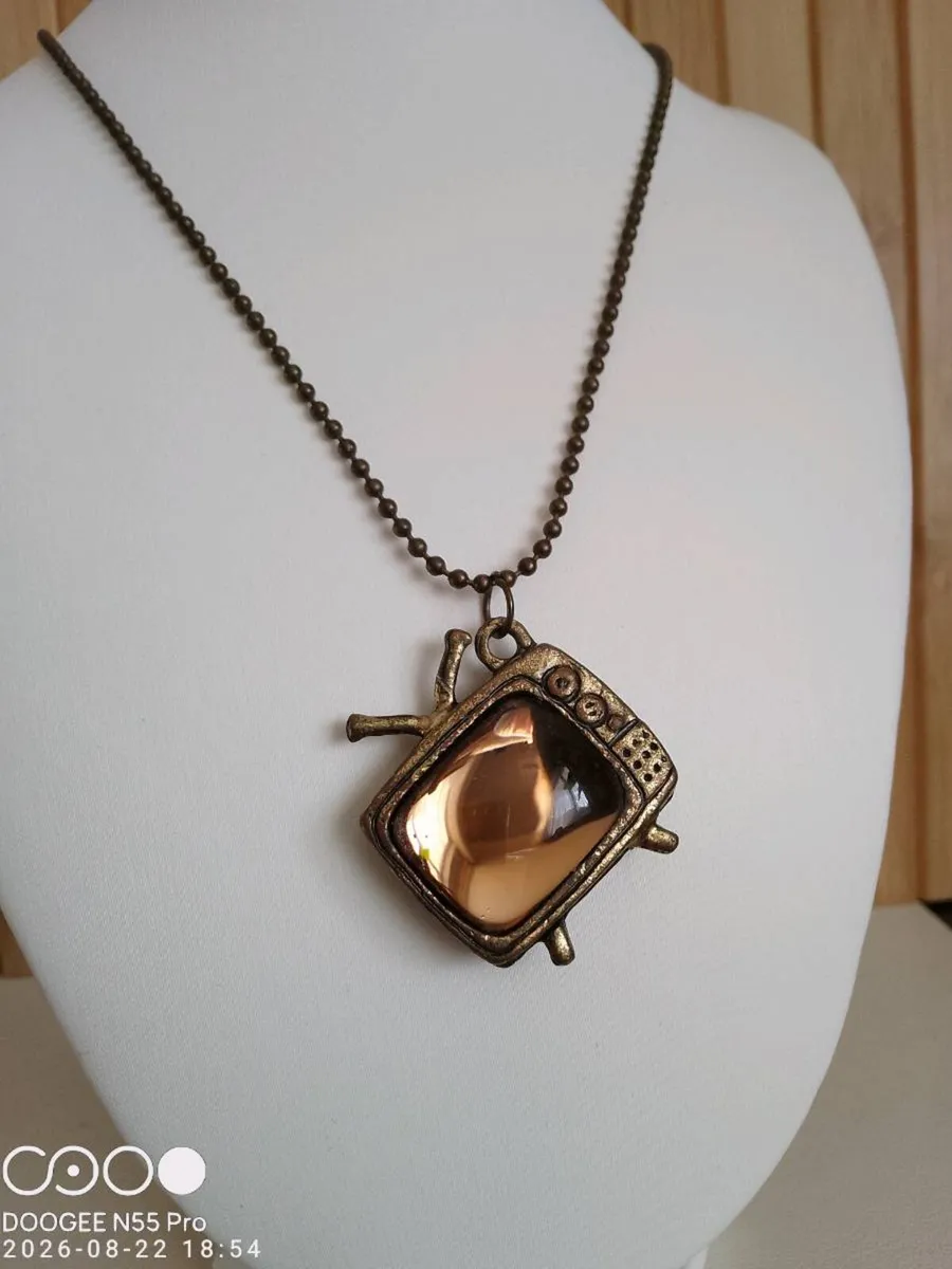 Vintage Bronze  Retro TV Women's Necklace - Image 3