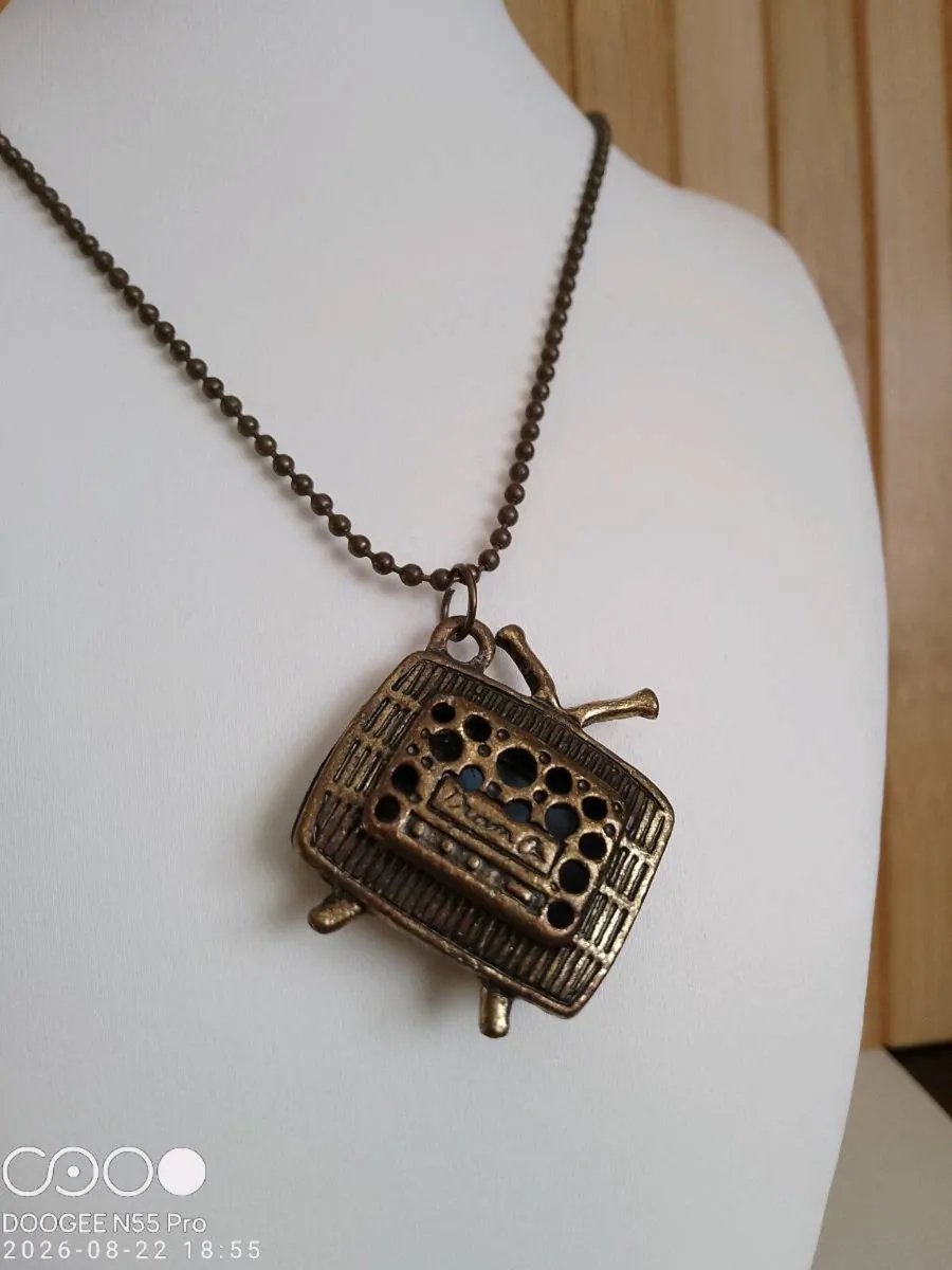 Vintage Bronze  Retro TV Women's Necklace - Image 4