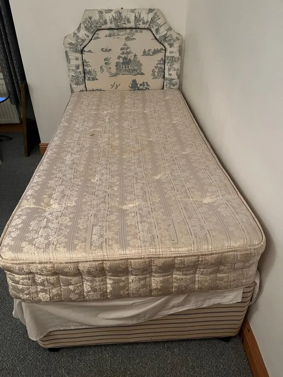 Single Divan Bed, Mattress & Upholstered Headboard