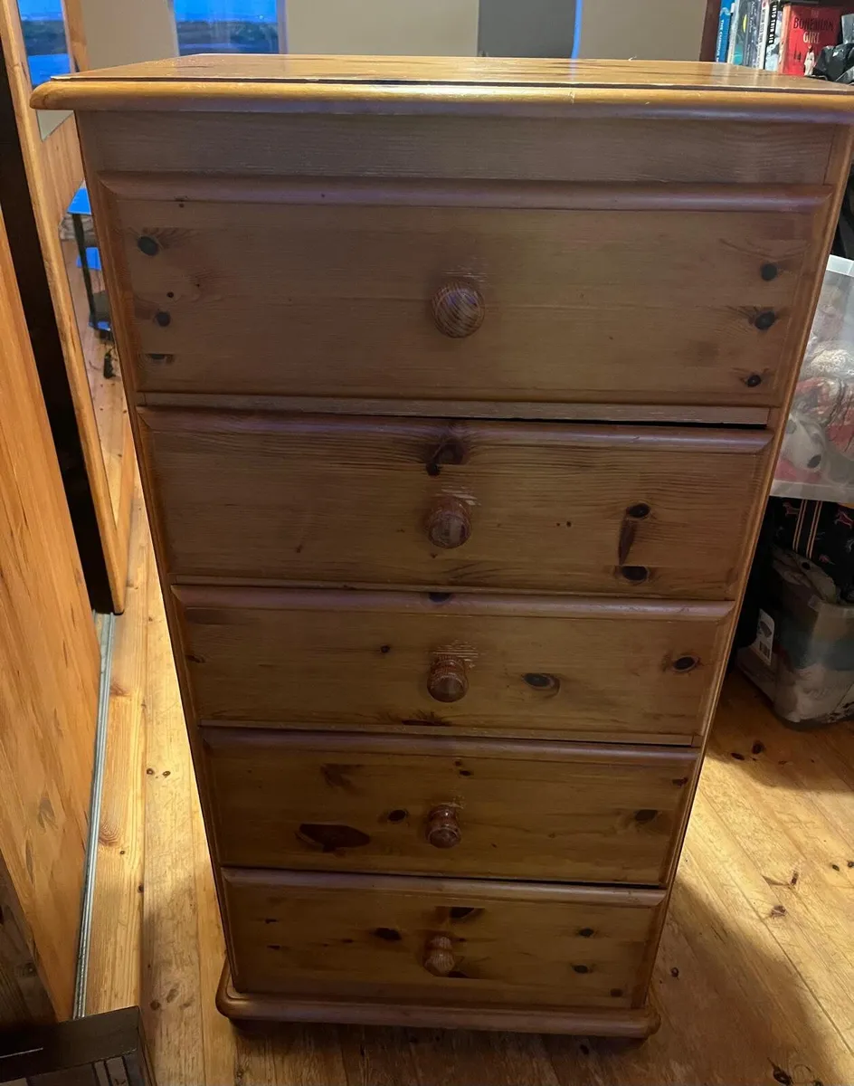 Solid Pine 5-Drawer Chest of Drawers