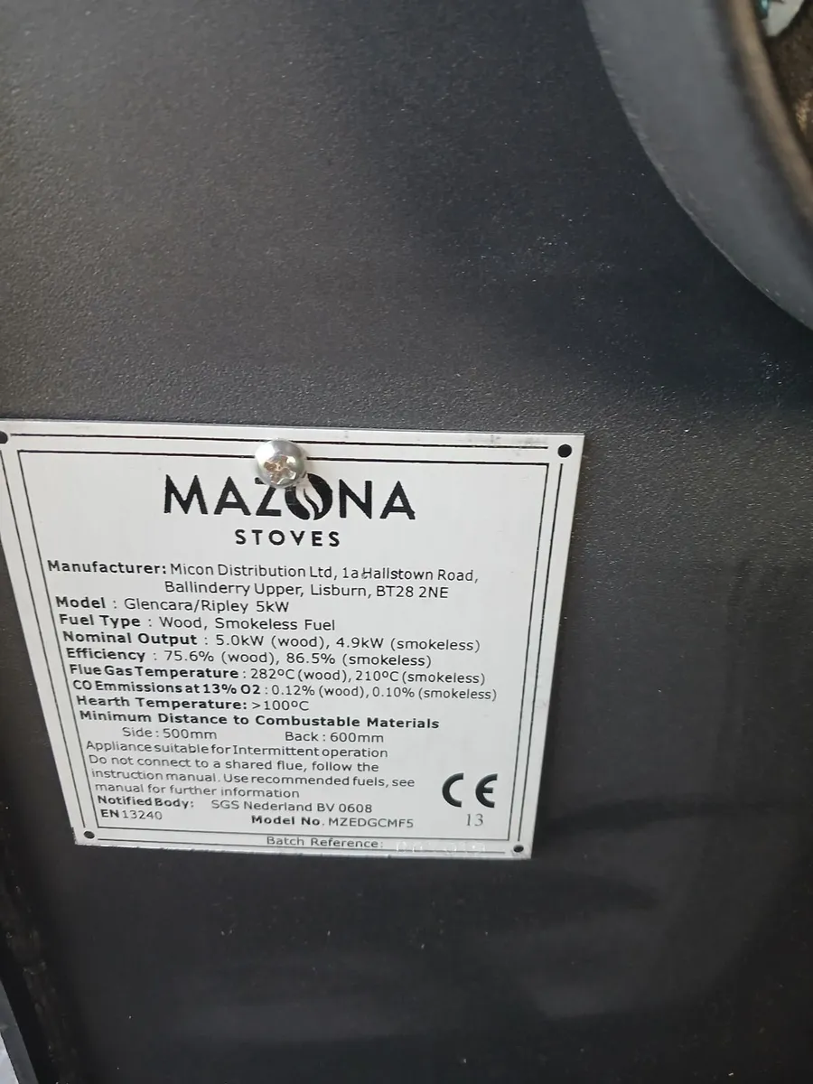 New 5 kw Mazona Eco stove solid fuel - Image 3