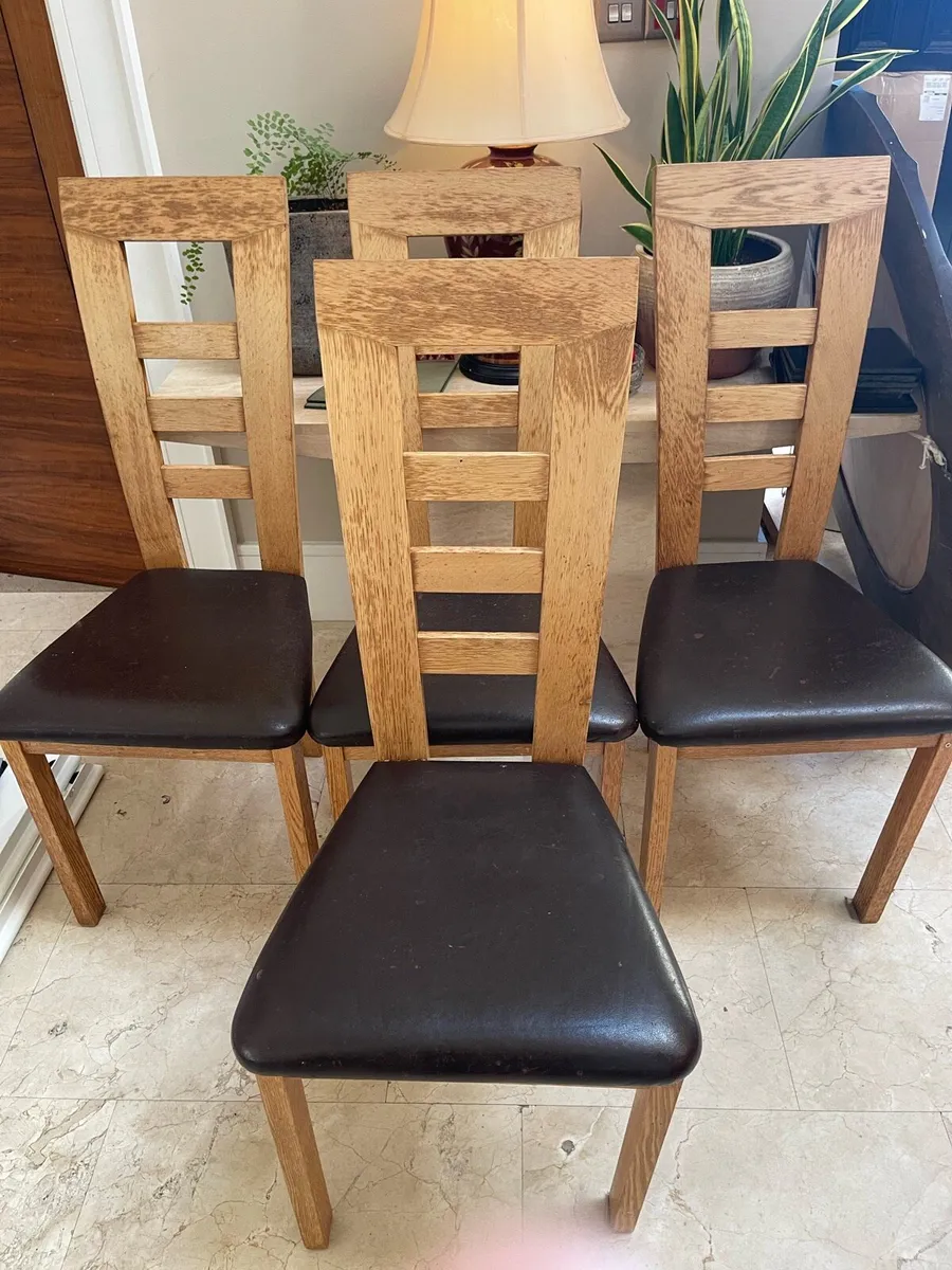 8 x Extremely Solid Oak Kitchen Dining Chairs - Image 1