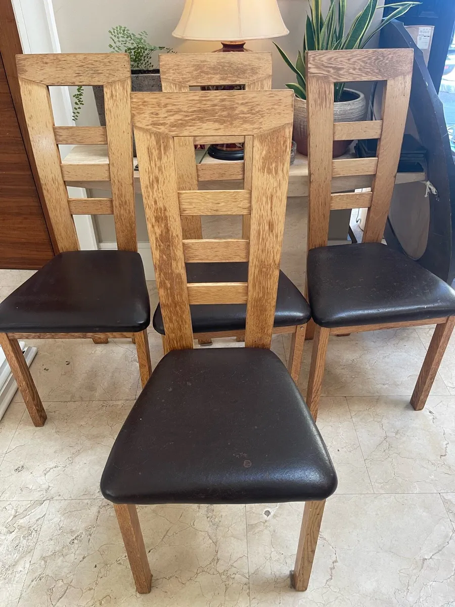 8 x Extremely Solid Oak Kitchen Dining Chairs - Image 3