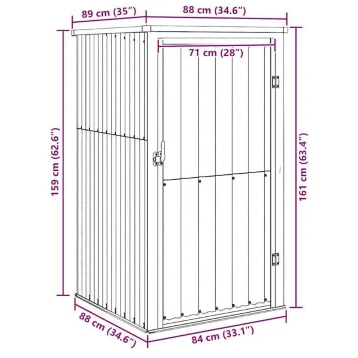 Garden Tool Shed Grey 88x89x161 cm Galvanised Stee - Image 3