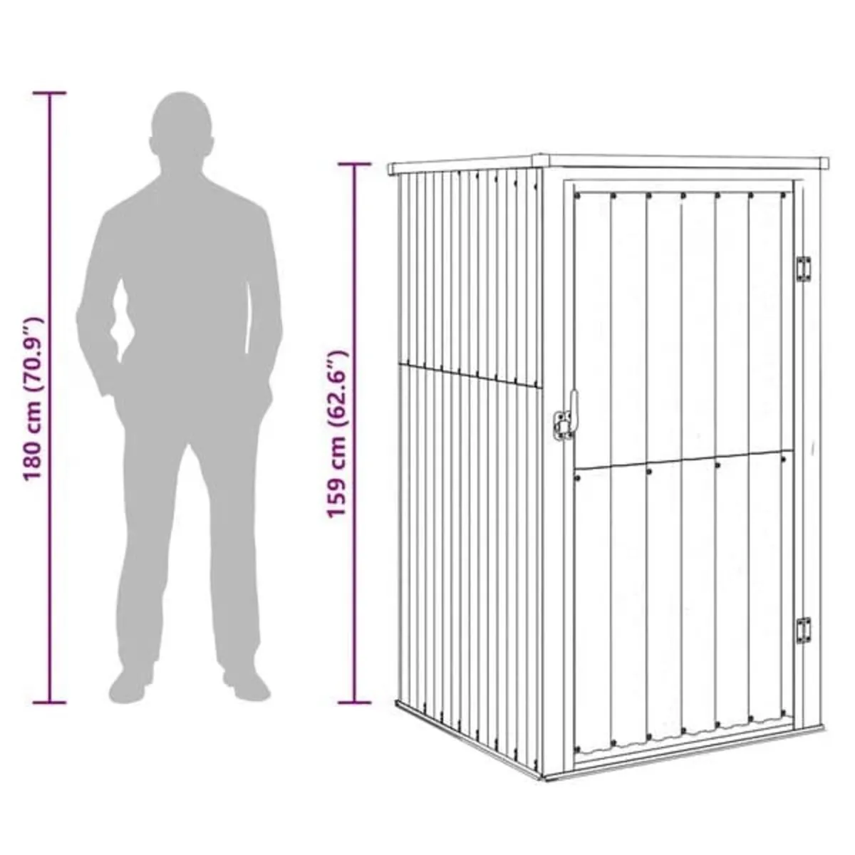 Garden Tool Shed Grey 88x89x161 cm Galvanised Stee - Image 4