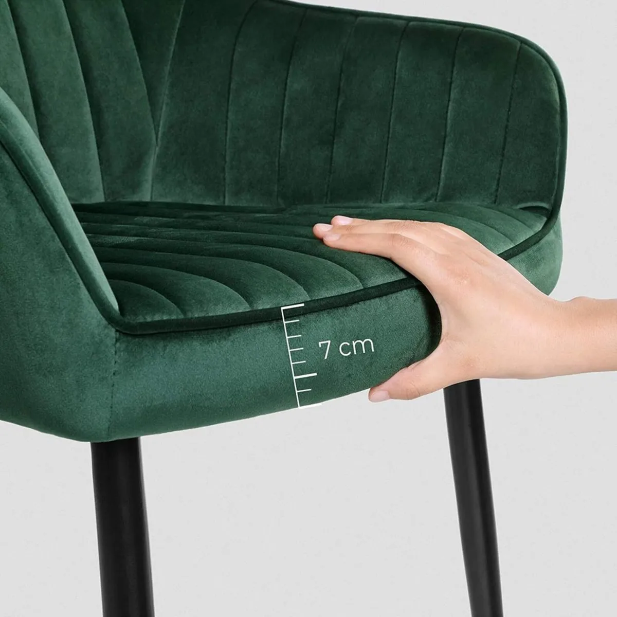 Set of 2 Velvet Dining Chairs with Armrests - Image 3