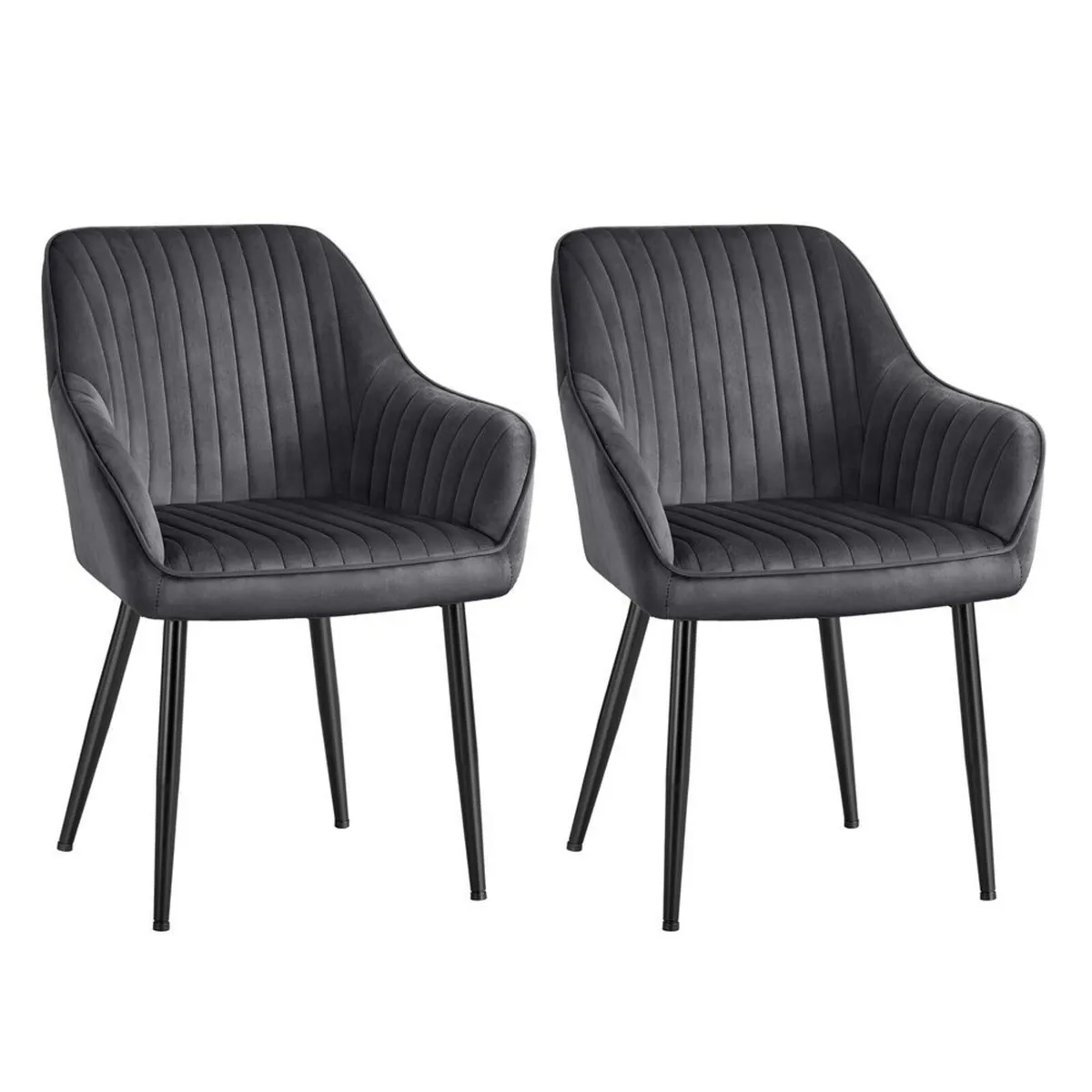 Set of 2 Velvet Dining Chairs with Armrests - Image 4