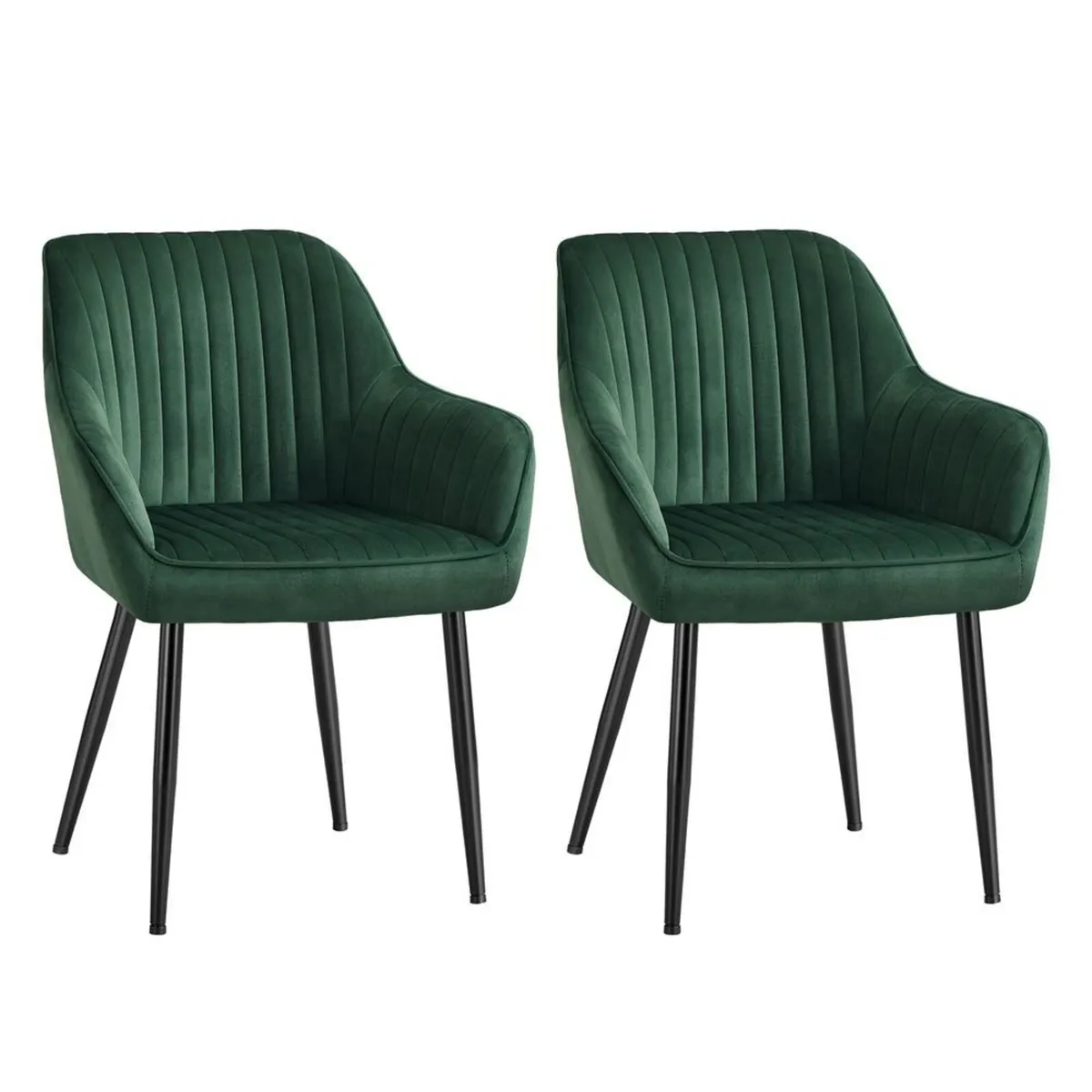 Set of 2 Velvet Dining Chairs with Armrests - Image 4