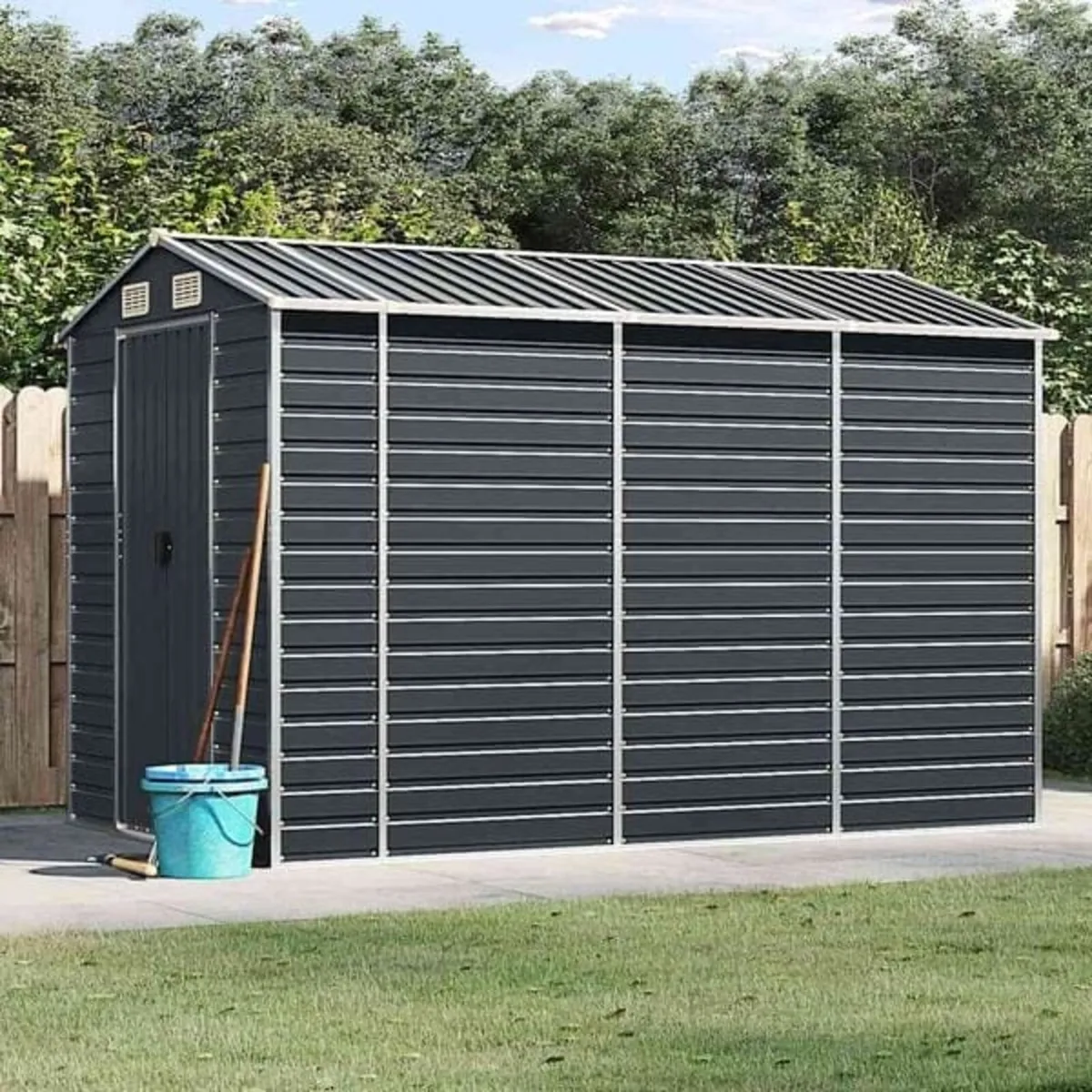 Garden Shed Anthracite 191x300x198 cm Galvanised S - Image 4