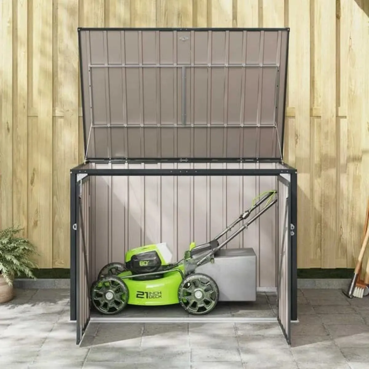 Garden Storage Box Black 151.5 x 107 x 100 cm Stee - Image 3