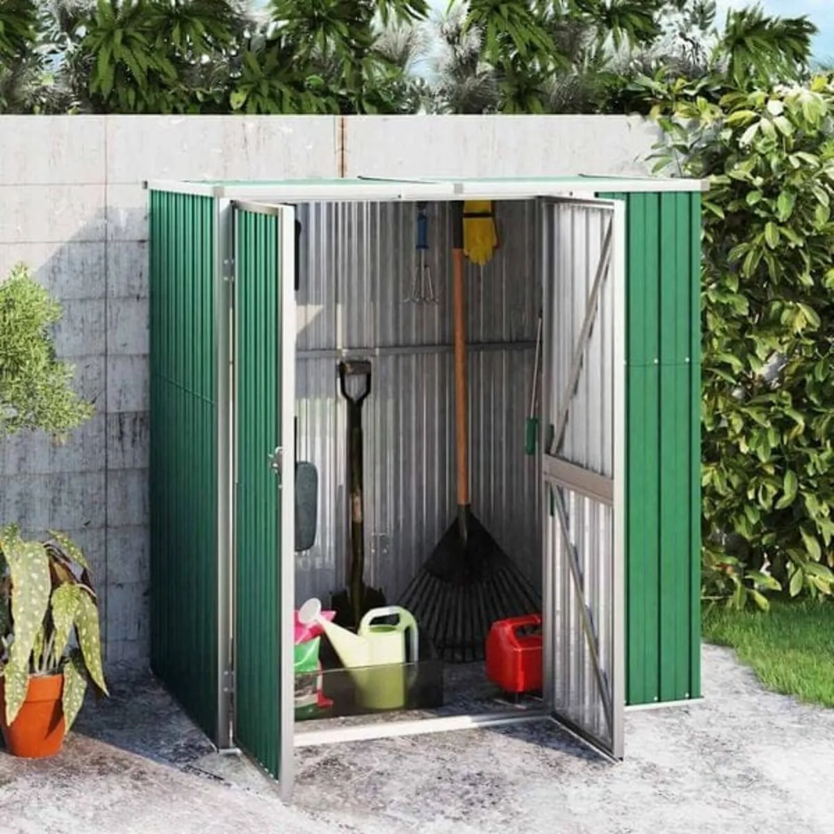 Garden Tool Shed Green 161x89x161 cm Galvanised St - Image 4