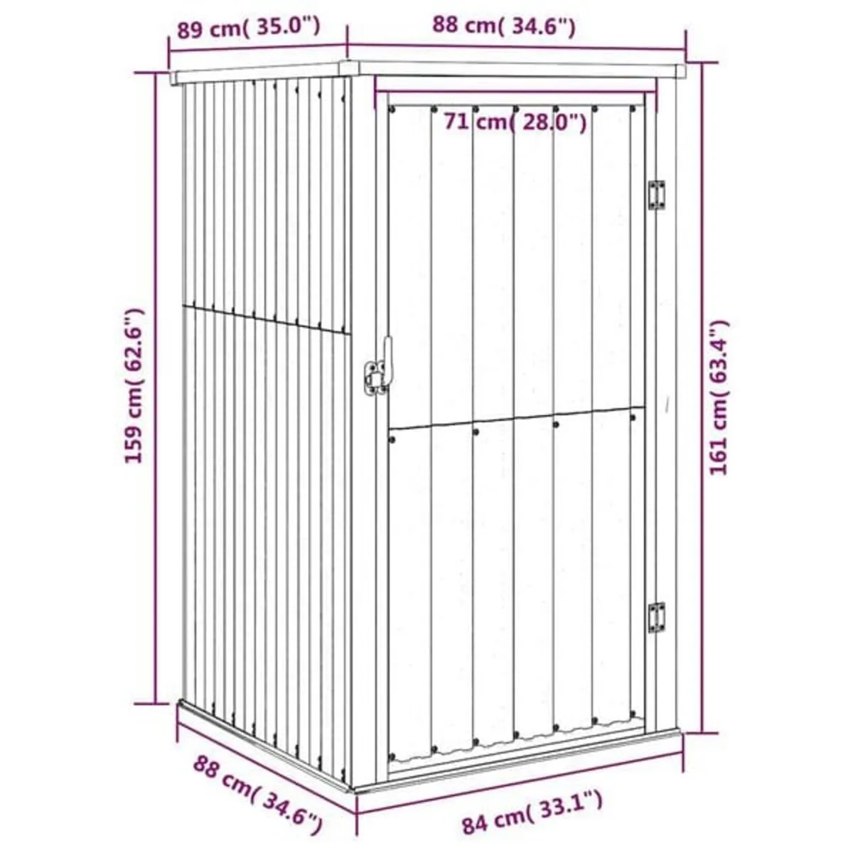Garden Tool Shed Brown 88x89x161 cm Galvanised Ste - Image 4