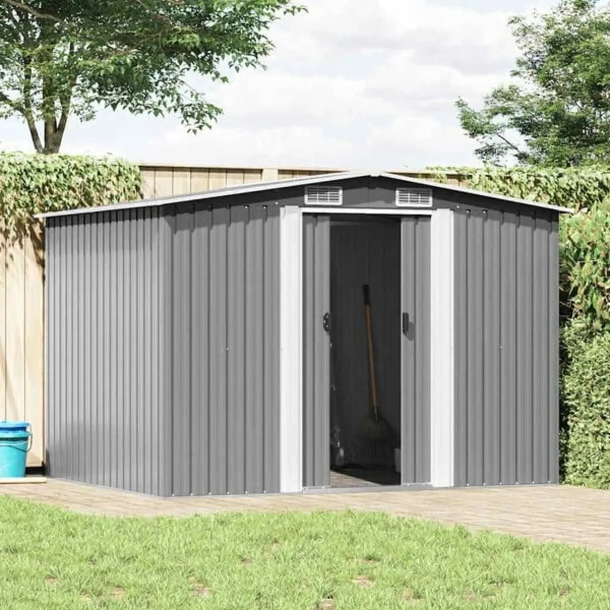 Garden Storage Shed Grey Metal 257x205x178 cm

Des - Image 2