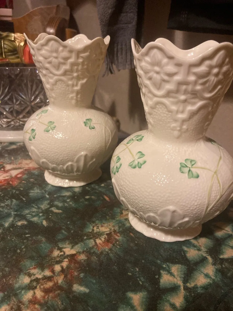 Belleek vases free postage