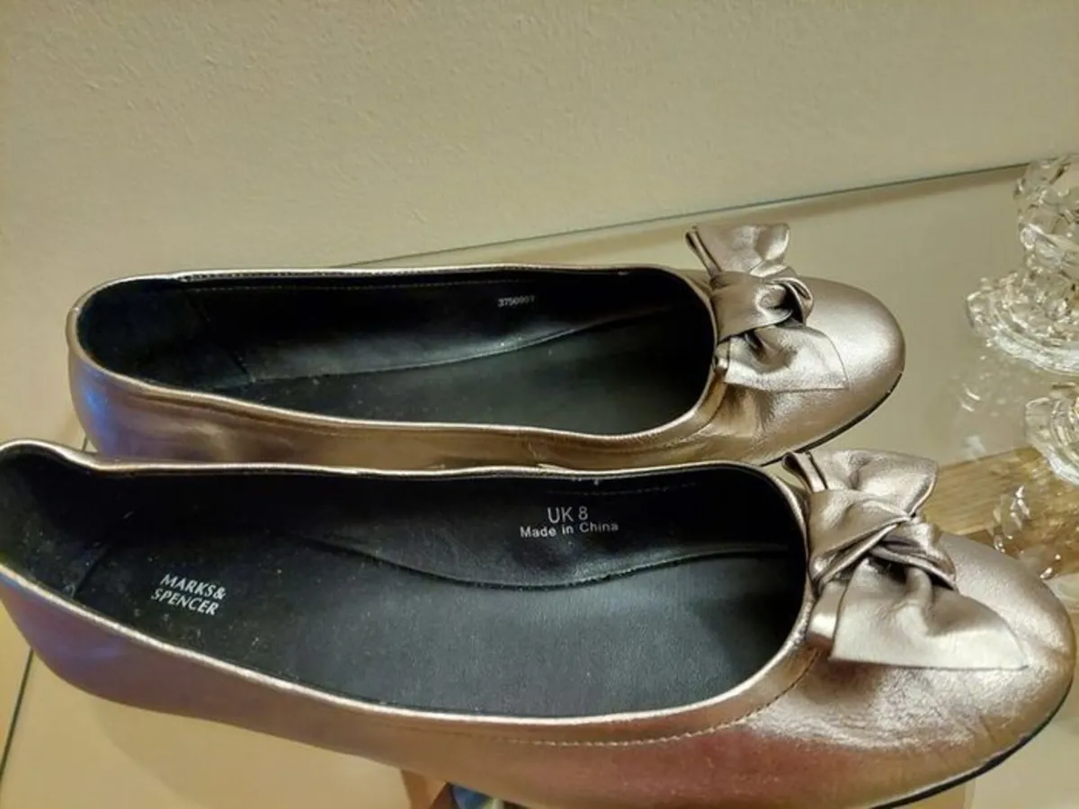 M&S Bronze Metallic Court Shoes - Image 3